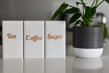 Load image into Gallery viewer, Set of 3 Square Tin Canisters (with labels included!)