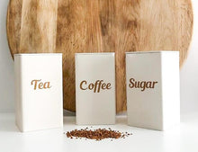 Load image into Gallery viewer, Set of 3 Square Tin Canisters (with labels included!)